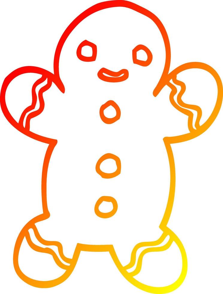 warm gradient line drawing cartoon gingerbread man vector
