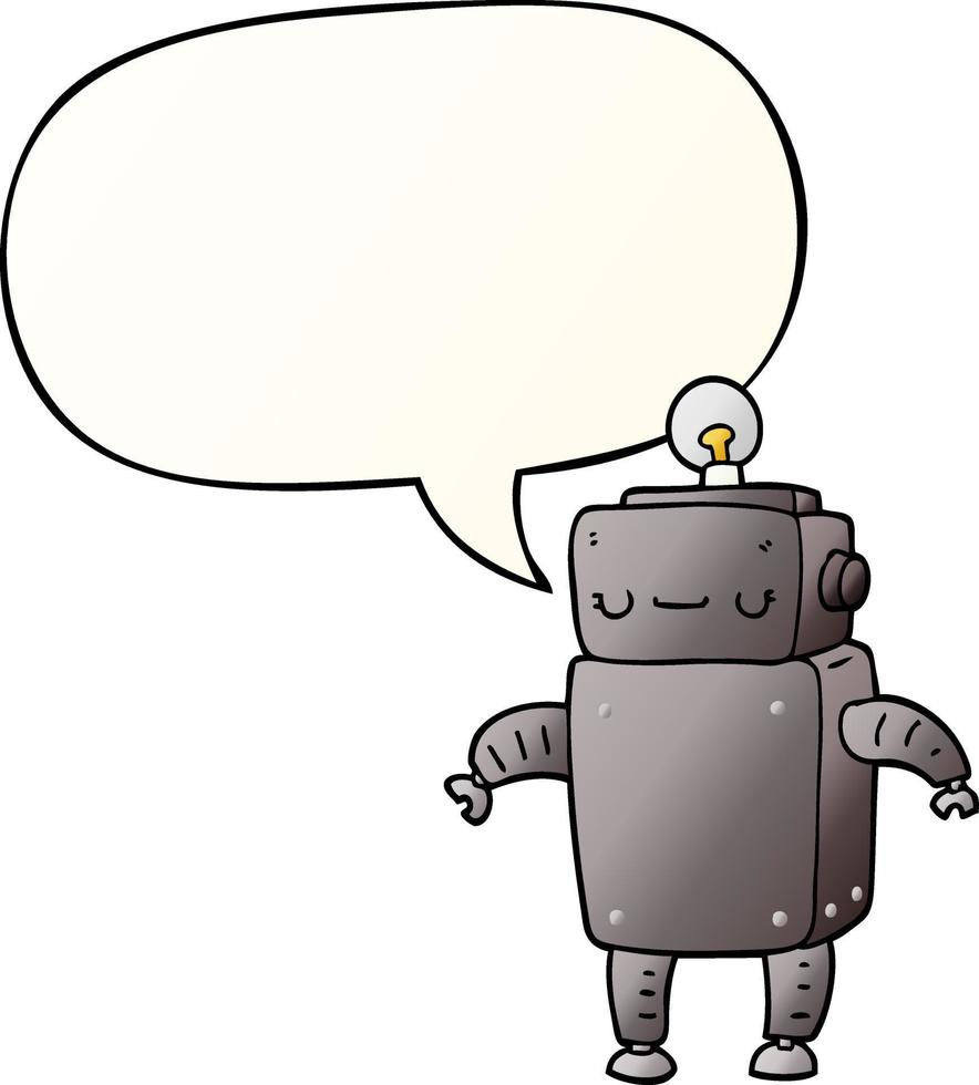 cartoon robot and speech bubble in smooth gradient style vector