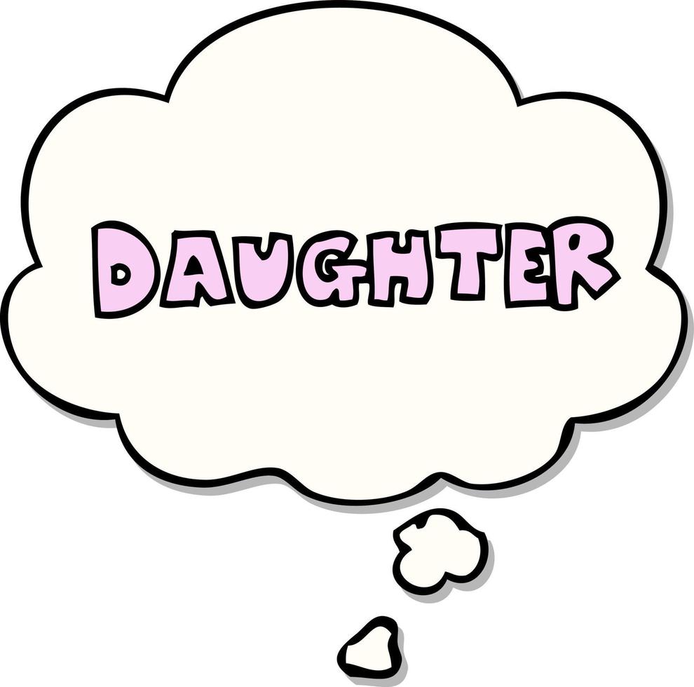 cartoon word daughter and thought bubble as a printed sticker vector