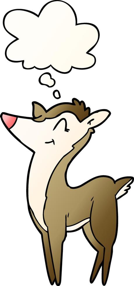 cartoon deer and thought bubble in smooth gradient style vector