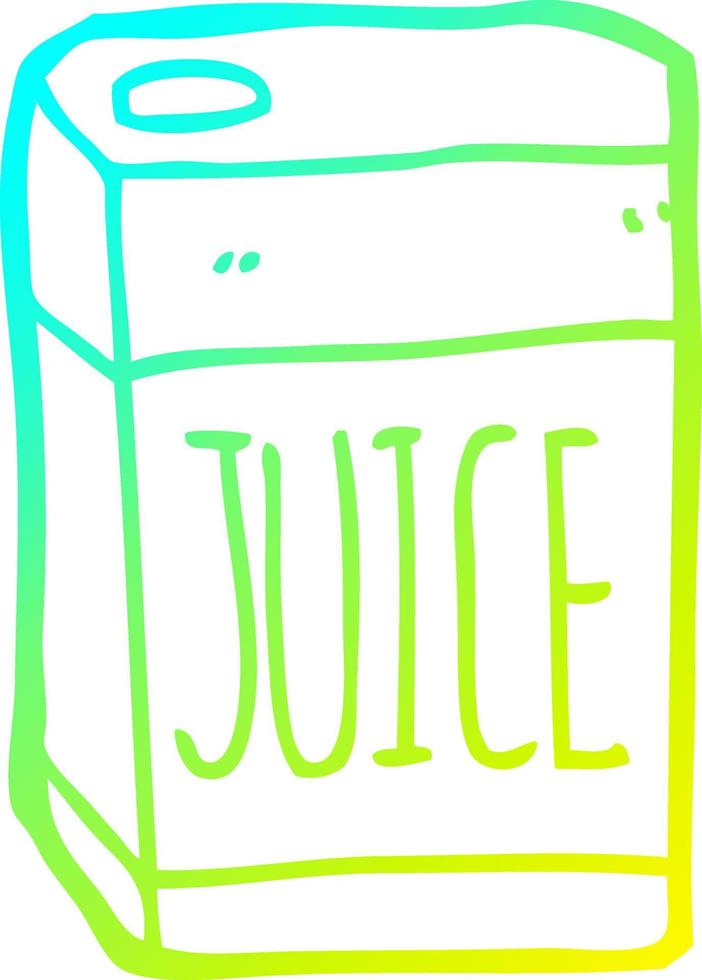 cold gradient line drawing cartoon juice box vector