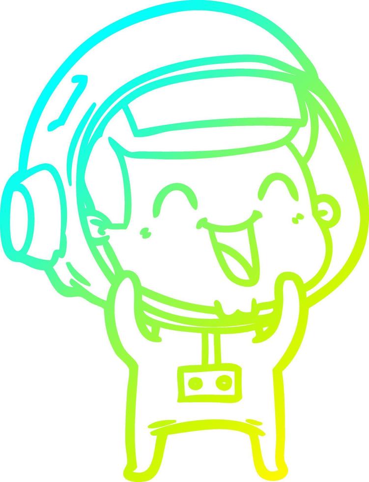 cold gradient line drawing happy cartoon astronaut vector