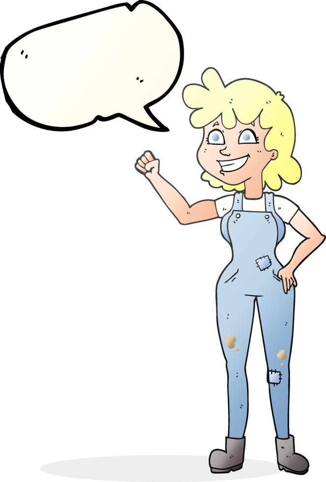 speech bubble cartoon determined woman clenching fist vector