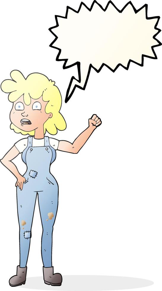 speech bubble cartoon woman shaking fist vector