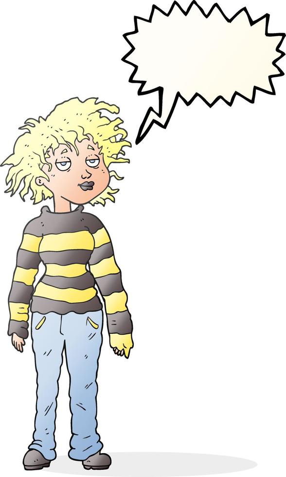 speech bubble cartoon chilled out girl vector
