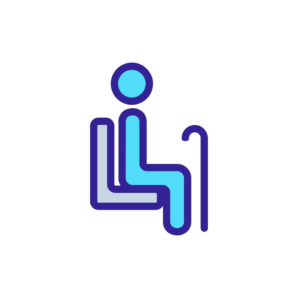 an elderly man sits icon vector outline illustration