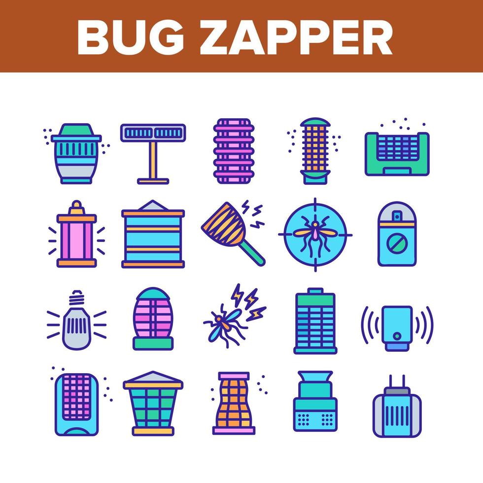 Bug Zapper Equipment Collection Icons Set Vector 9986126 Vector Art at