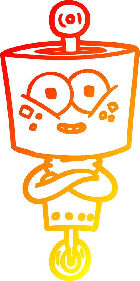 warm gradient line drawing happy cartoon robot vector