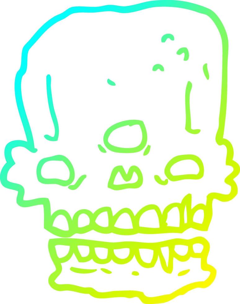 cold gradient line drawing cartoon spooky skull vector