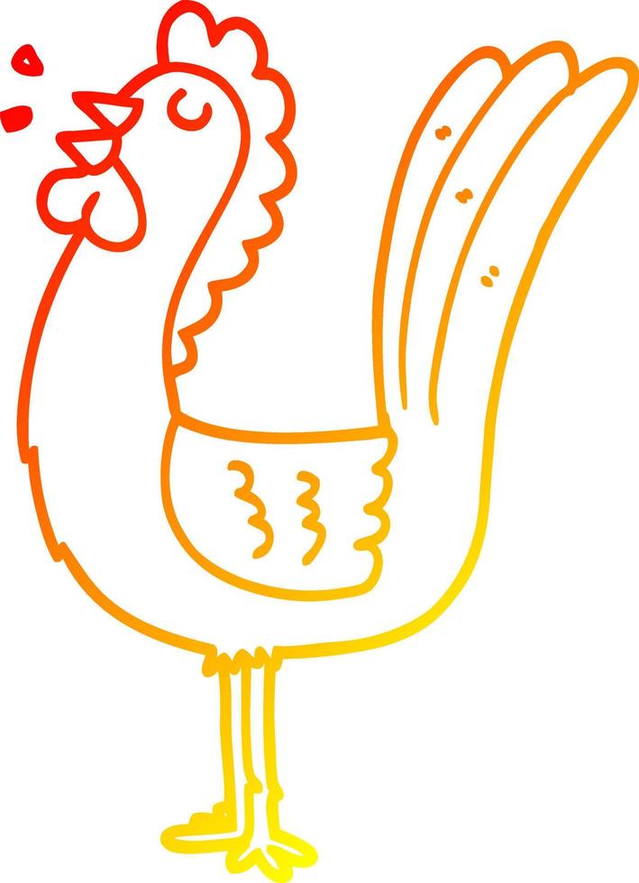 warm gradient line drawing cartoon rooster vector