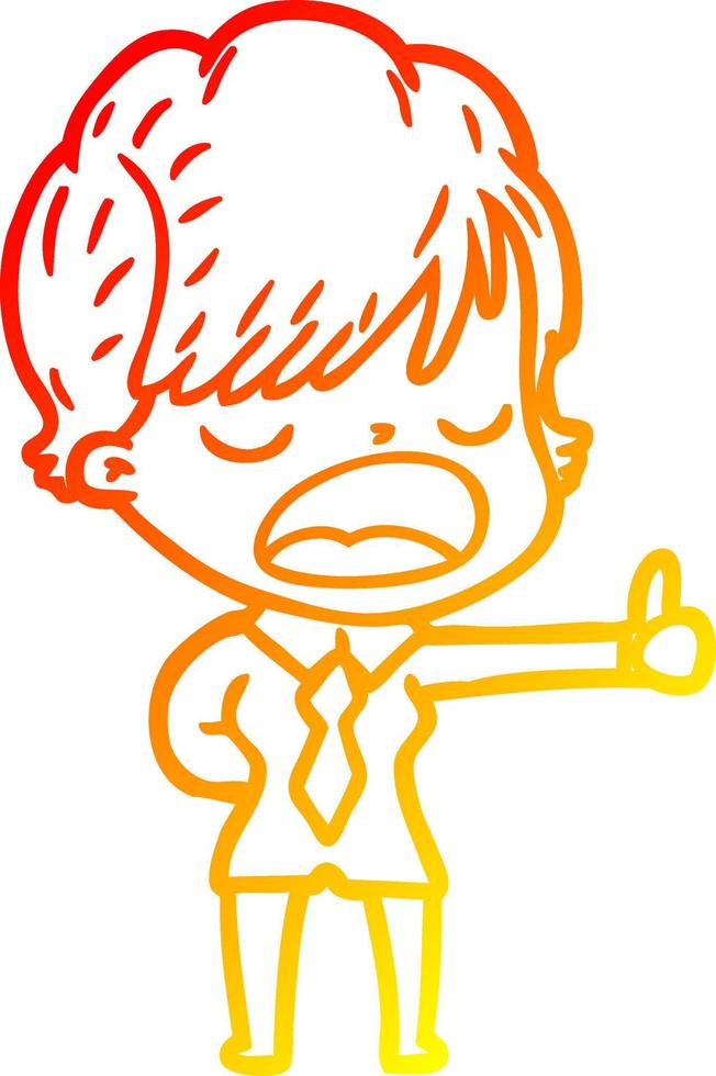 warm gradient line drawing cartoon woman talking vector