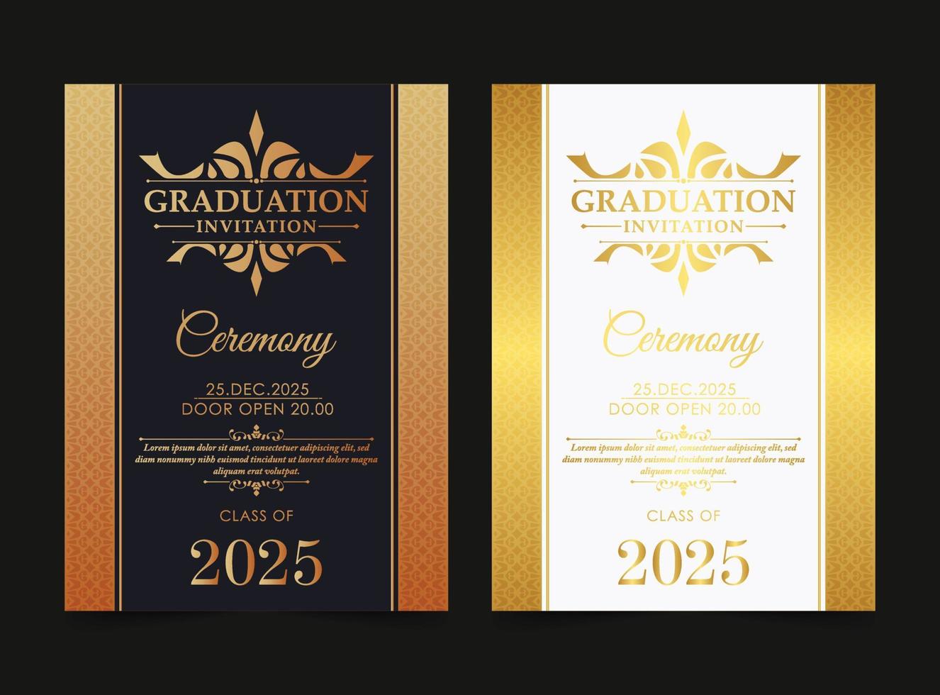 Elegant graduation invitation template with ornament vector
