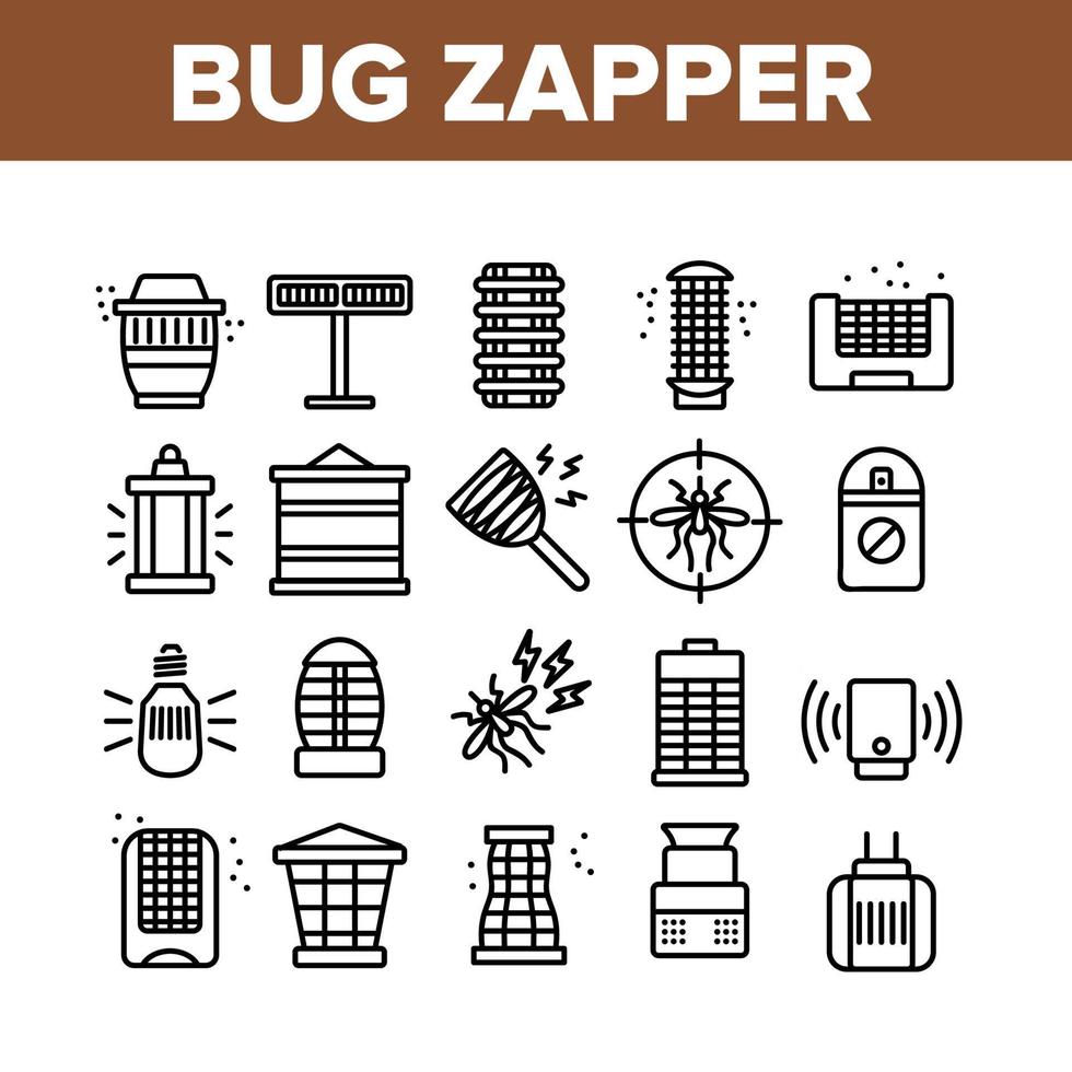 conjunto de iconos de colección de equipos bug zapper vector