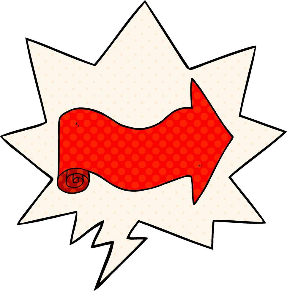 cartoon pointing arrow and speech bubble in comic book style vector