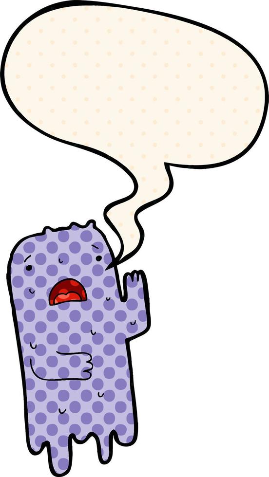 cartoon ghost and speech bubble in comic book style vector