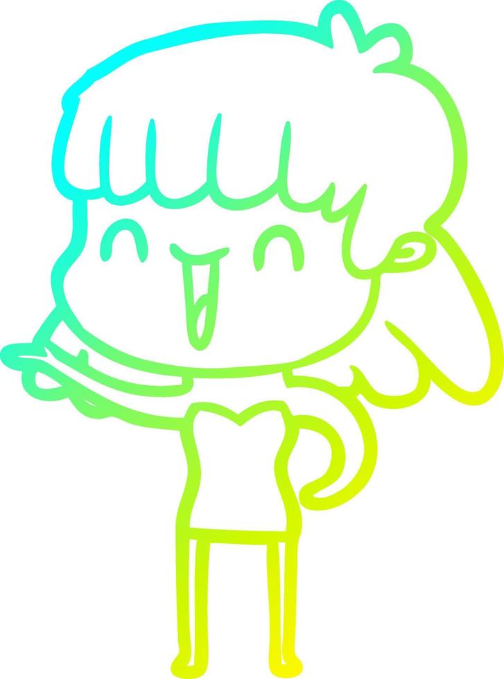 cold gradient line drawing cartoon woman vector