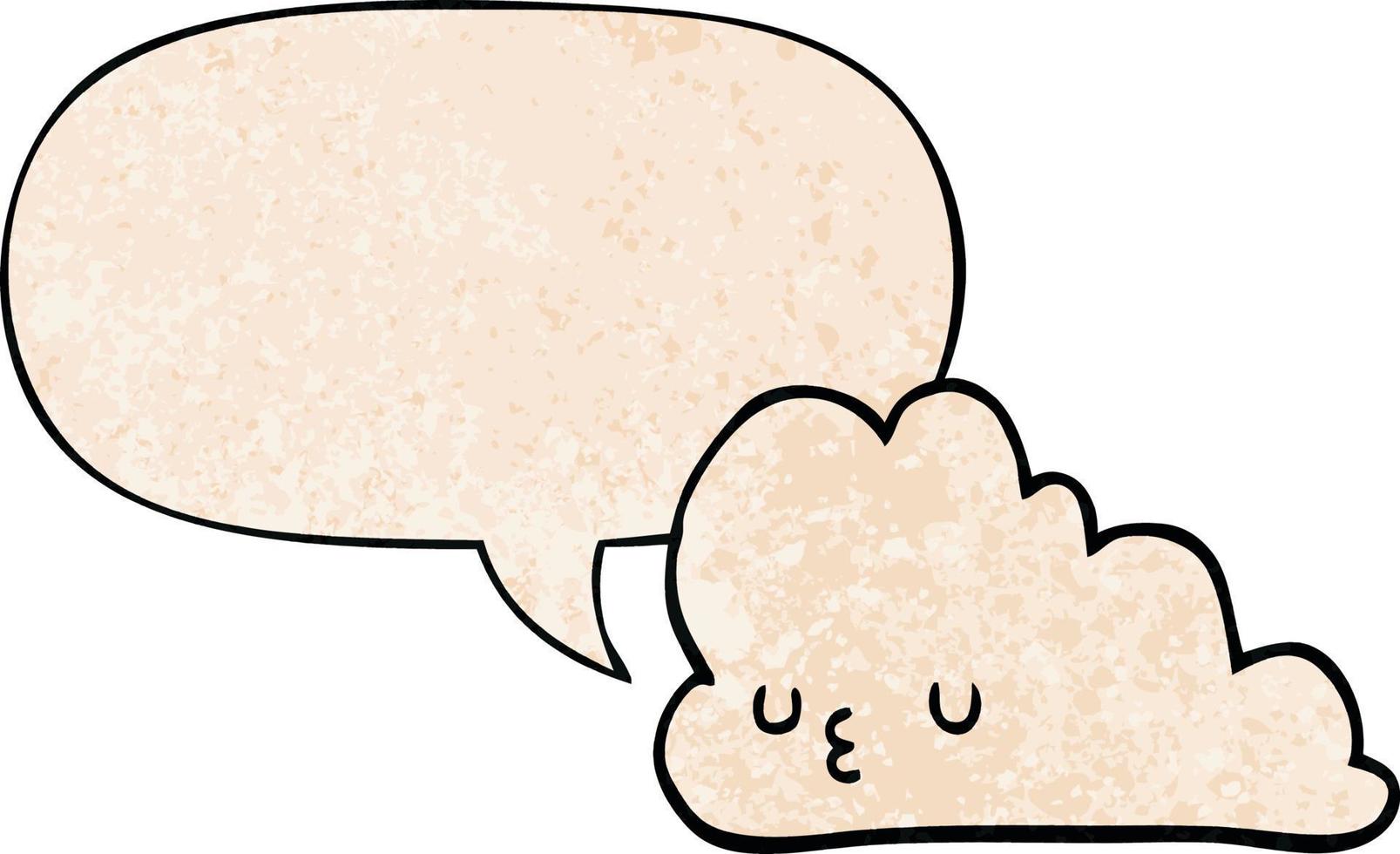 cute cartoon cloud and speech bubble in retro texture style vector