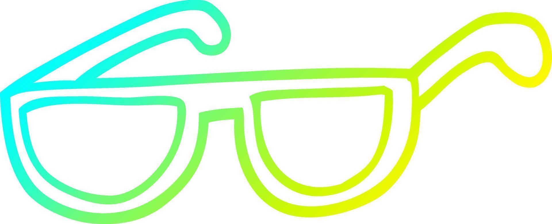 cold gradient line drawing cartoon sunglasses vector