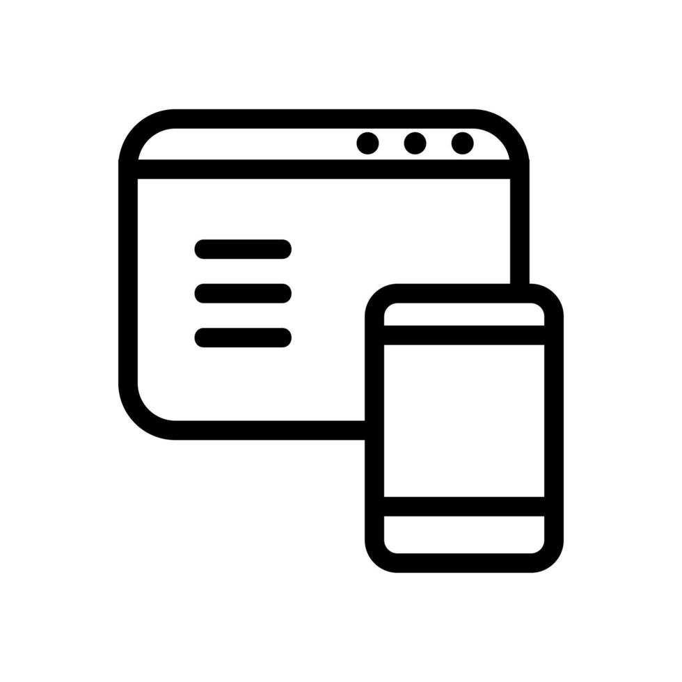 Browser phone icon vector. Isolated contour symbol illustration vector