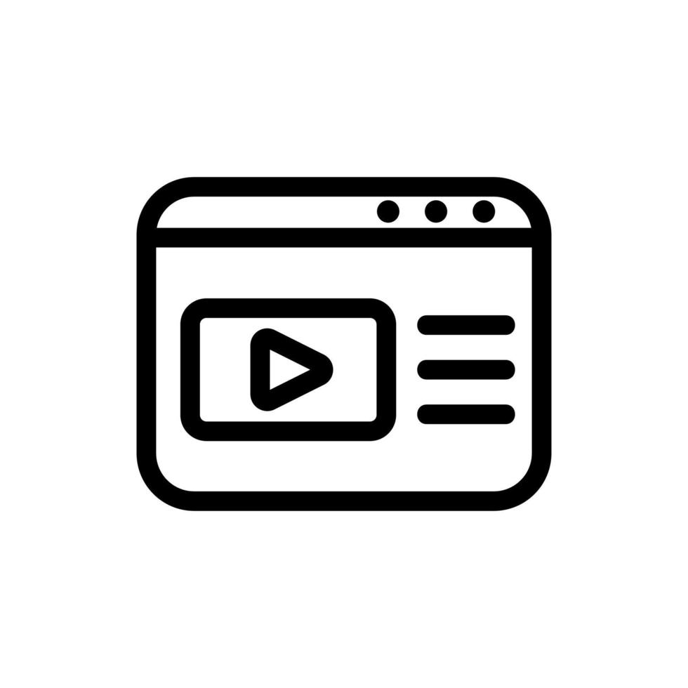 browser video icon vector. Isolated contour symbol illustration vector