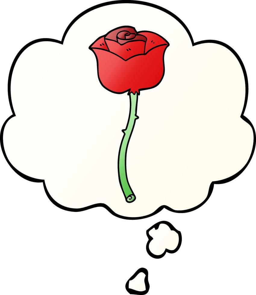 cartoon rose and thought bubble in smooth gradient style vector