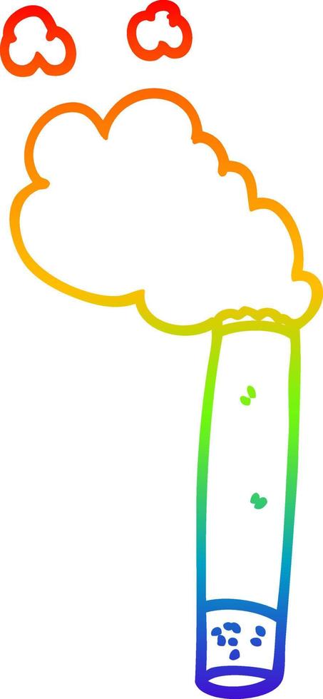 rainbow gradient line drawing cartoon cigarette vector