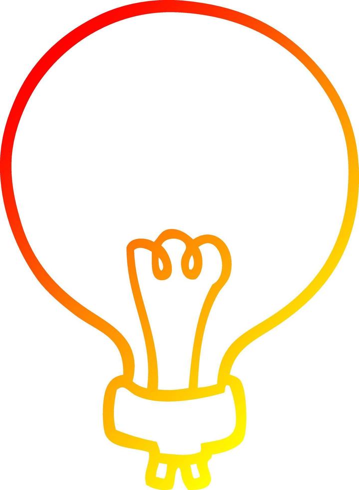 warm gradient line drawing cartoon light bulb vector