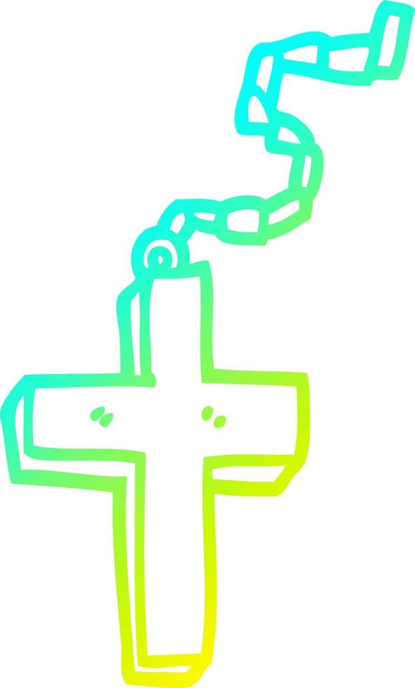 cold gradient line drawing cartoon gold crucifix vector