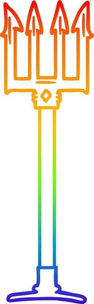 rainbow gradient line drawing cartoon trident vector