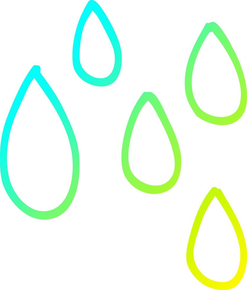 cold gradient line drawing cartoon rain drop vector