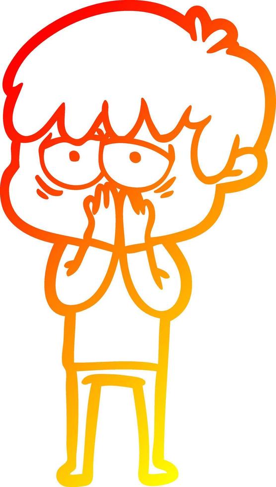 warm gradient line drawing cartoon exhausted boy vector
