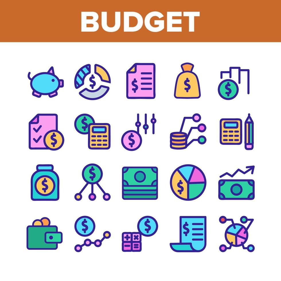 Budget Audit Collection Elements Icons Set Vector