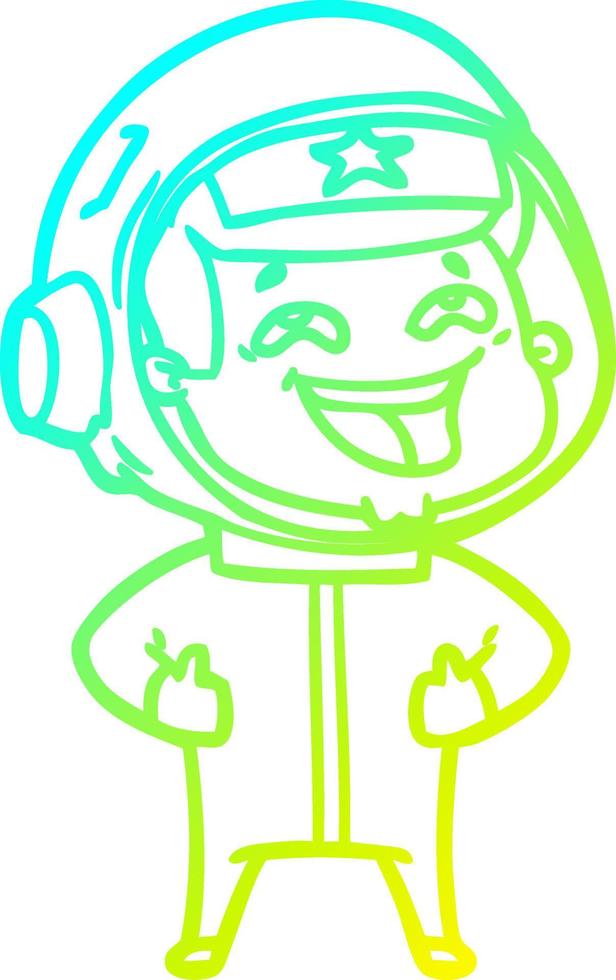 cold gradient line drawing cartoon laughing astronaut vector