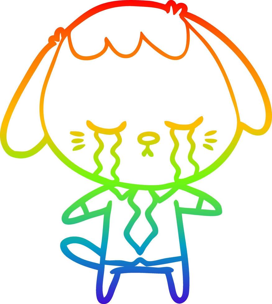 arco iris gradiente línea dibujo dibujos animados perro llorando vector