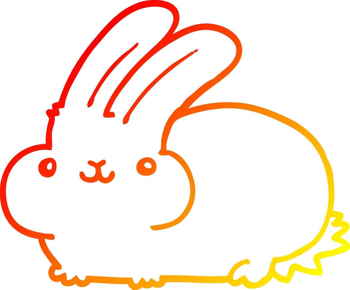 warm gradient line drawing cartoon rabbit vector