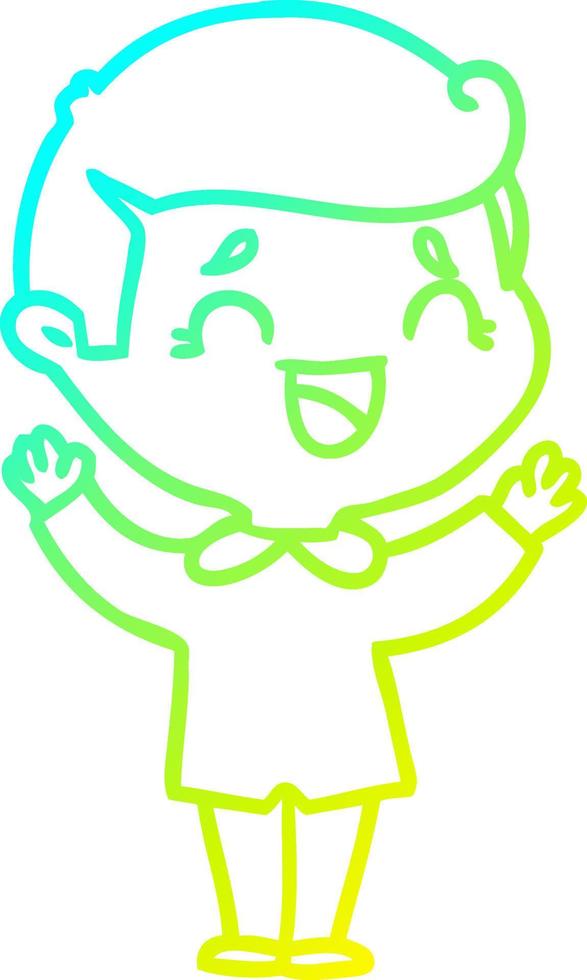 cold gradient line drawing cartoon laughing man vector