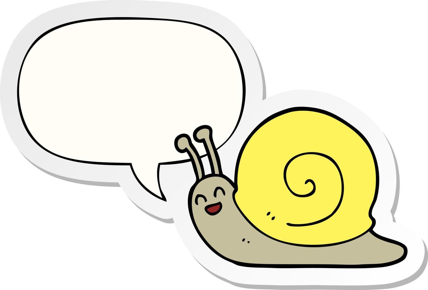 cartoon snail and speech bubble sticker vector