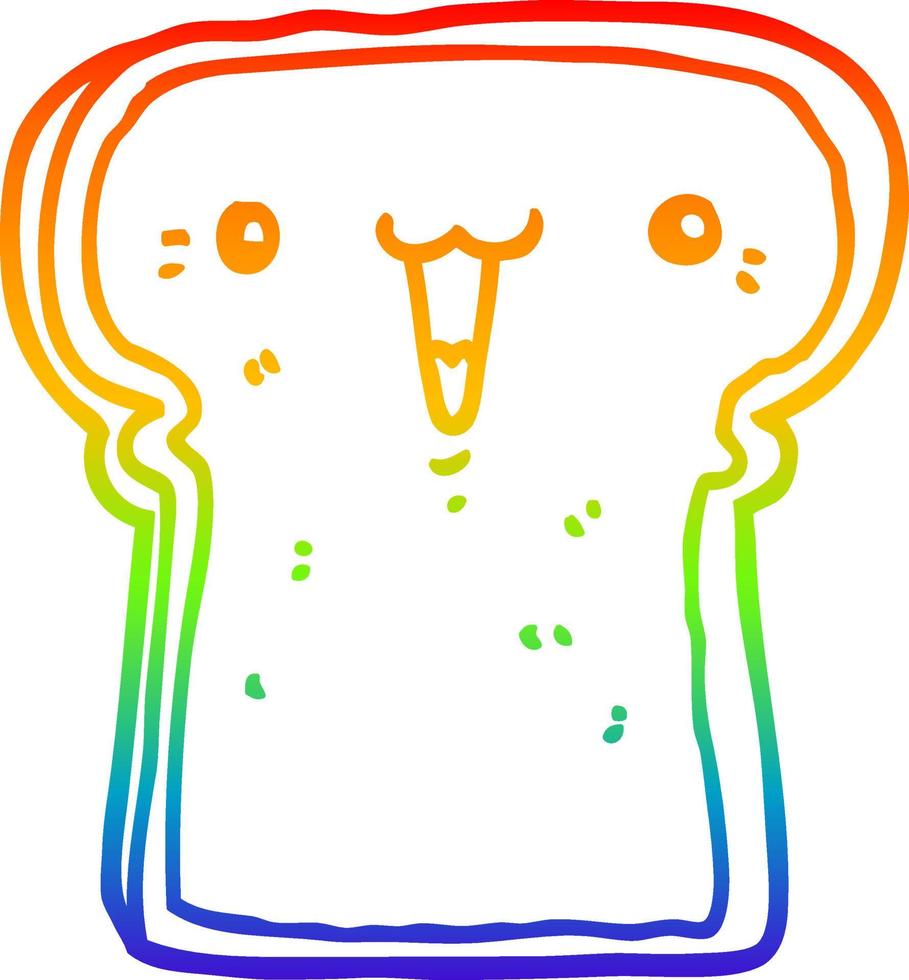 rainbow gradient line drawing cute cartoon toast 9986896 Vector ...