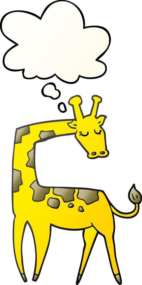 caricatura, jirafa, y, pensamiento, burbuja, en, suave, gradiente, estilo vector