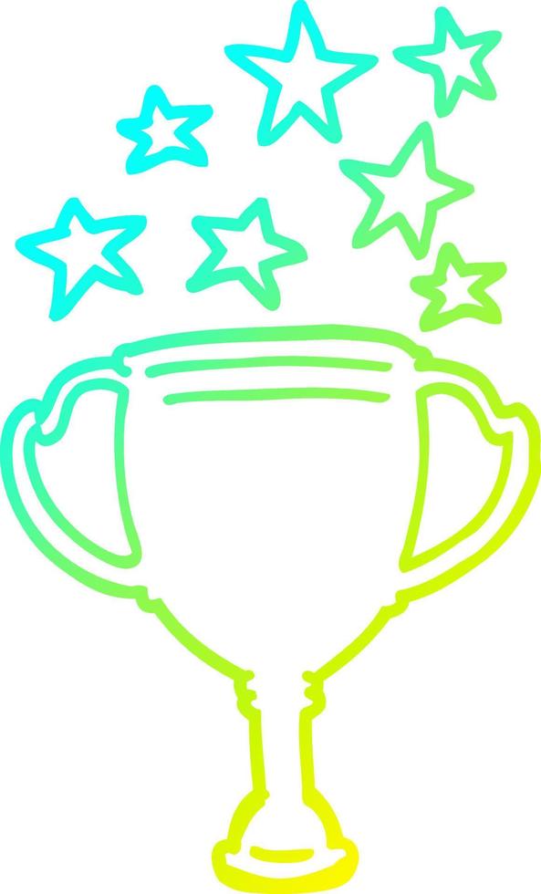 cold gradient line drawing cartoon sports trophy vector