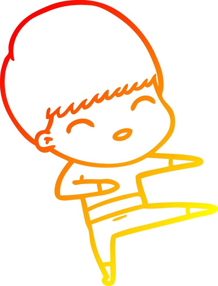 warm gradient line drawing happy cartoon boy vector