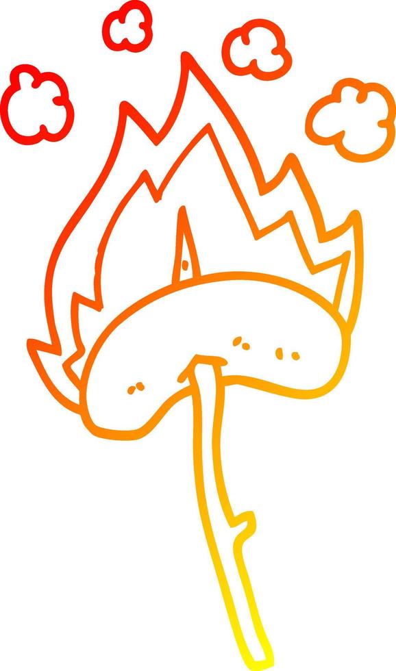 warm gradient line drawing cartoon hot dog vector