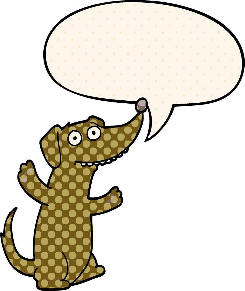 cartoon dog and speech bubble in comic book style vector