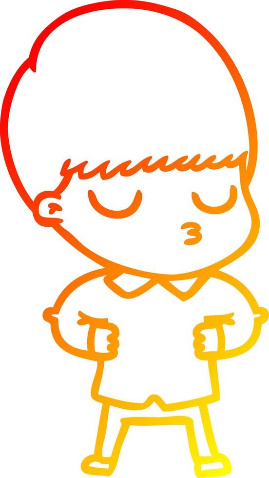 warm gradient line drawing cartoon calm boy vector