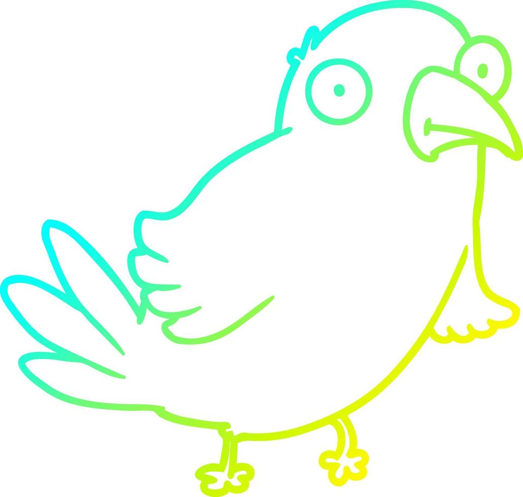 cold gradient line drawing cartoon bird vector