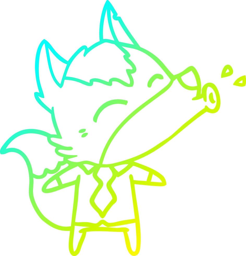 cold gradient line drawing howling wolf boss cartoon vector