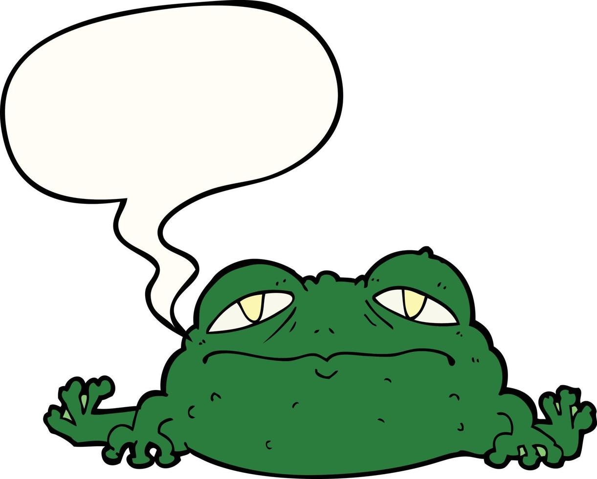 cartoon ugly frog and speech bubble vector