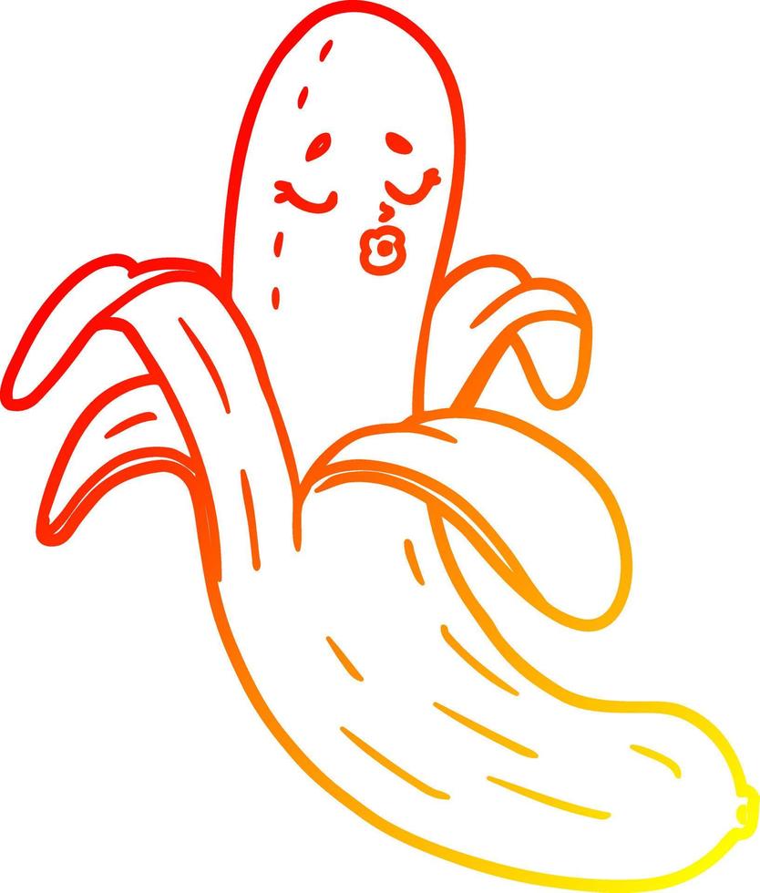 warm gradient line drawing cartoon best quality organic banana vector