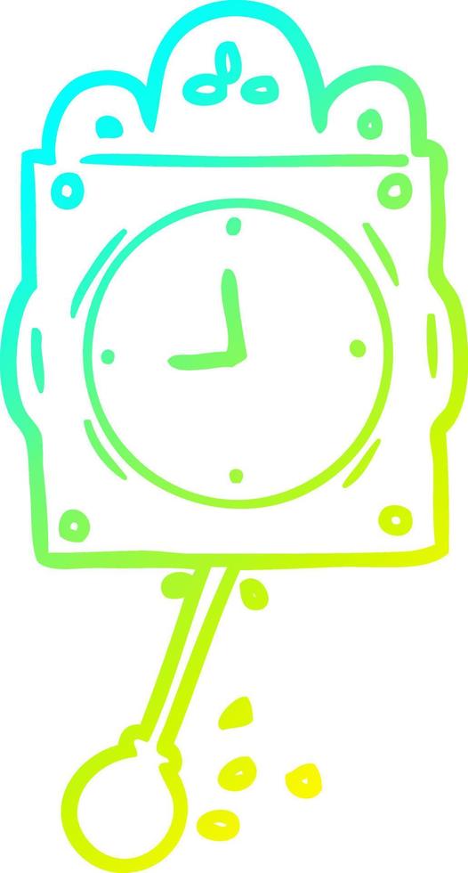 cold gradient line drawing ticking clock with pendulum vector