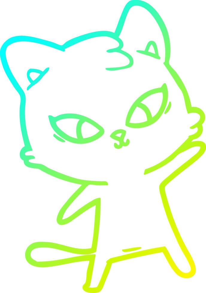 cold gradient line drawing cute cartoon cat vector